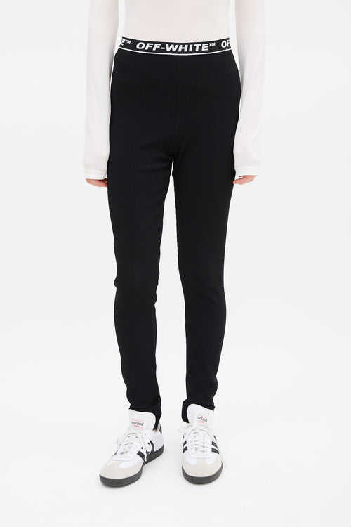 Off-White Black & White Ribbed Logo Legging