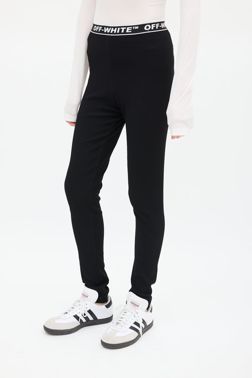 Off-White Black & White Ribbed Logo Legging