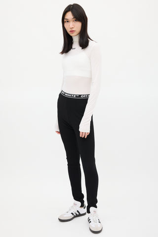 Off-White Black & White Ribbed Logo Legging