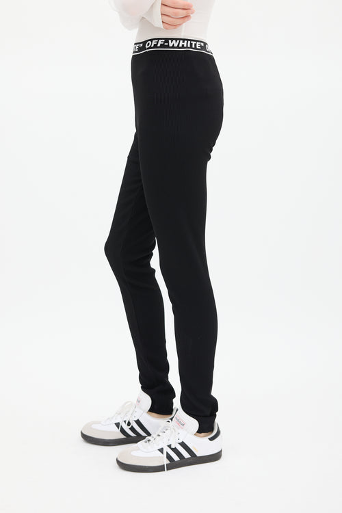 Off-White Black & White Ribbed Logo Legging