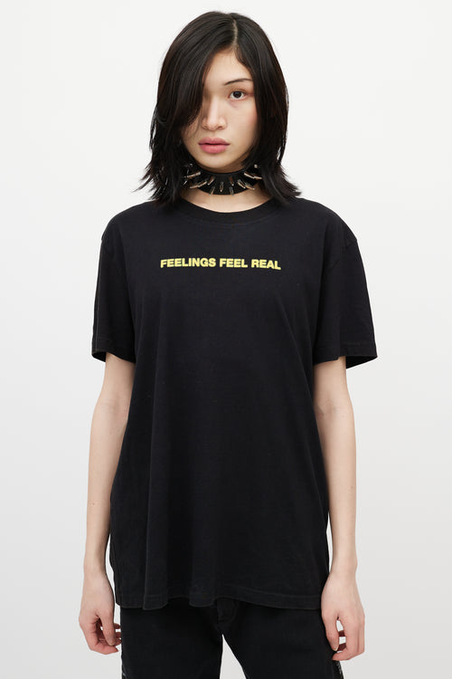 Off-White Black & Yellow Feelings Logo T-Shirt