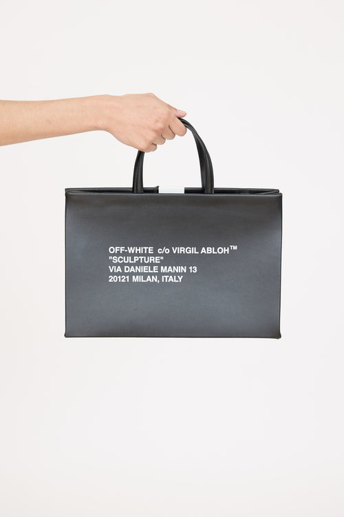 Off-White Leather Binder Clip Tote