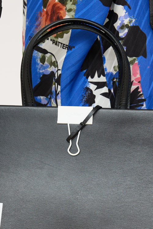 Off-White Leather Binder Clip Tote