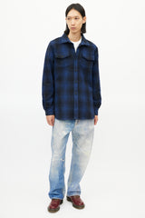 Off-White Blue & Black Wool Logo Shirt Jacket
