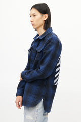 Off-White Blue & Black Wool Logo Shirt Jacket