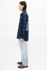 Off-White Blue & Black Wool Logo Shirt Jacket