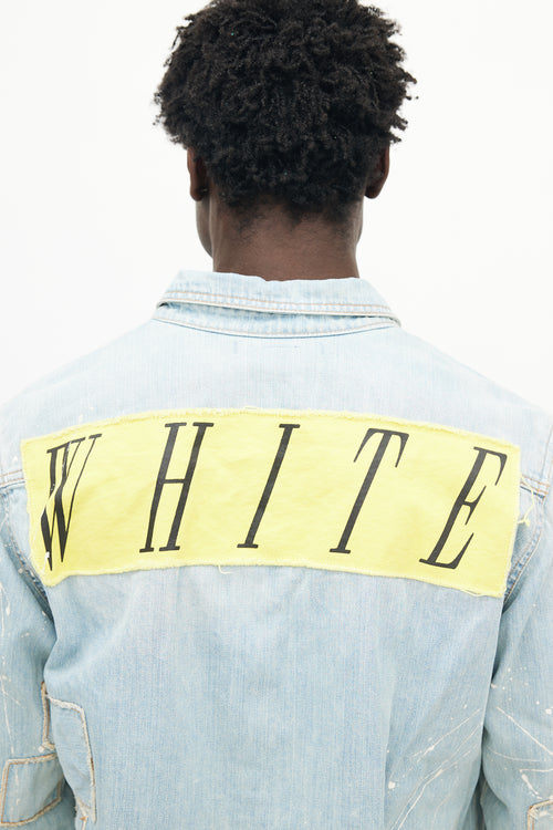 Off-White Blue Denim Distressed Western Jacket