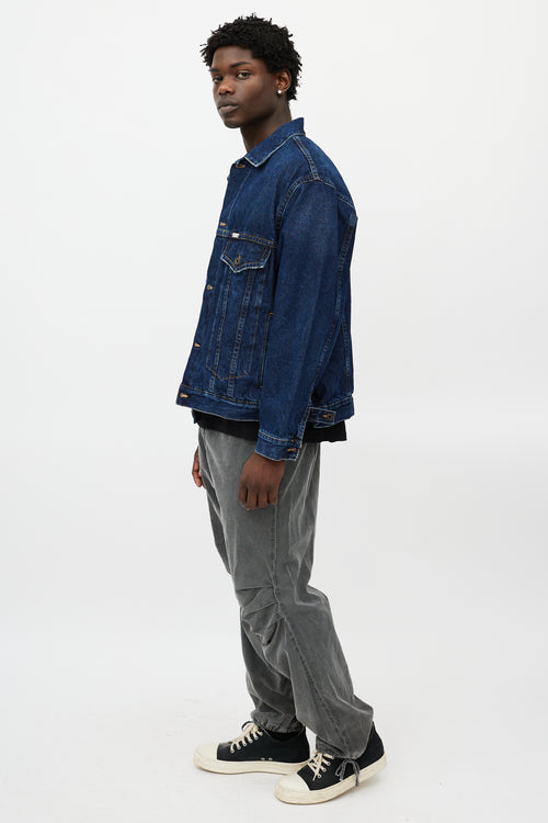 Off-White Blue & Green Denim Logo Jacket