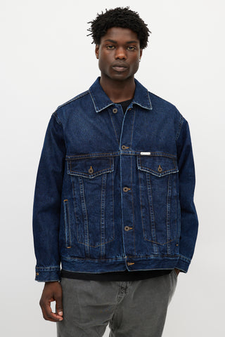 Off-White Blue & Green Denim Logo Jacket