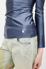 Off-White Blue & White Asymmetrical Logo Top