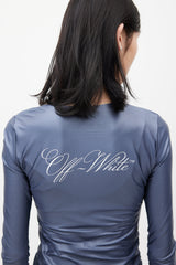 Off-White Blue & White Asymmetrical Logo Top