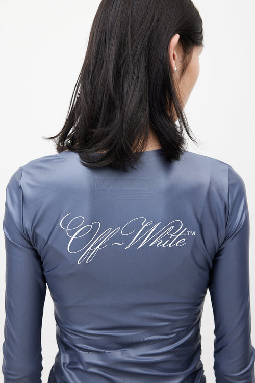 Off-White Blue & White Asymmetrical Logo Top