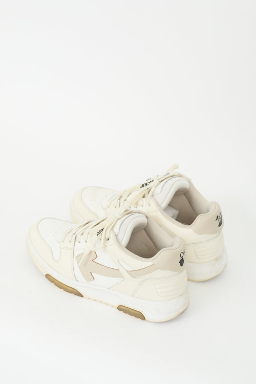 Off-White White & Beige Leather Out Of Office Sneaker