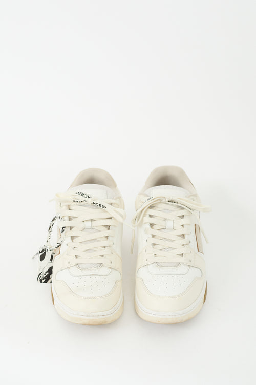 Off-White White & Beige Leather Out Of Office Sneaker