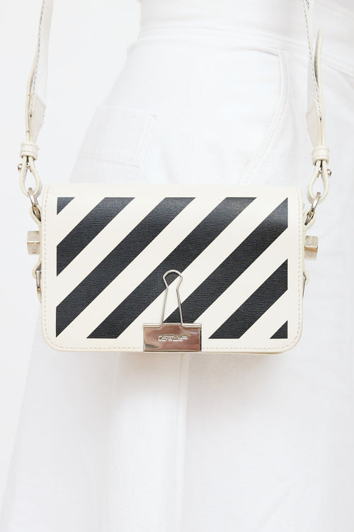 Off-White Leather Diagonal Binder Clip Bag
