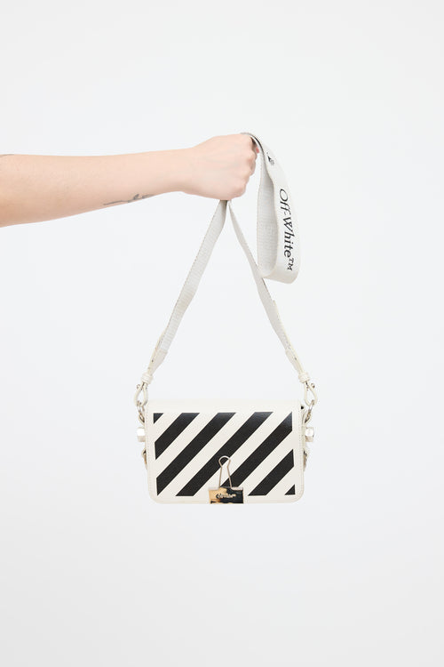 Off-White Leather Diagonal Binder Clip Bag