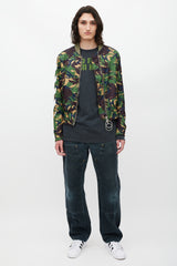 Off-White Green & Multicolour Camo Logo Bomber Jacket