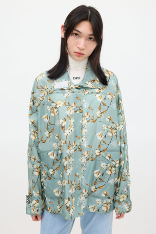 Off-White Green & Multicolour Floral Windbreaker Jacket