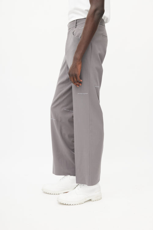 Off-White Grey Pleated Logo Trouser