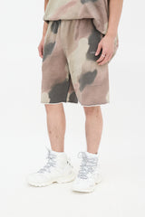 Off-White Khaki Green & Multicolour Camouflage Stencil Sweat Shorts