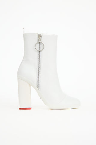 Off-White Leather Zip Boot