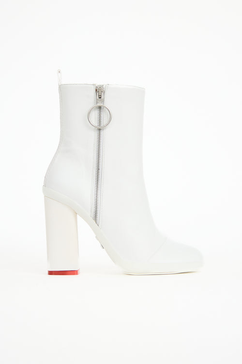 Off-White Leather Zip Boot