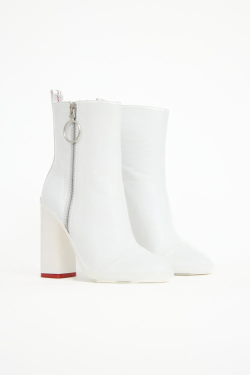 Off-White Leather Zip Boot