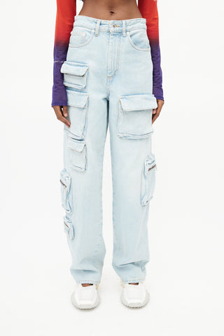 Off-White Light Wash Cargo Jeans