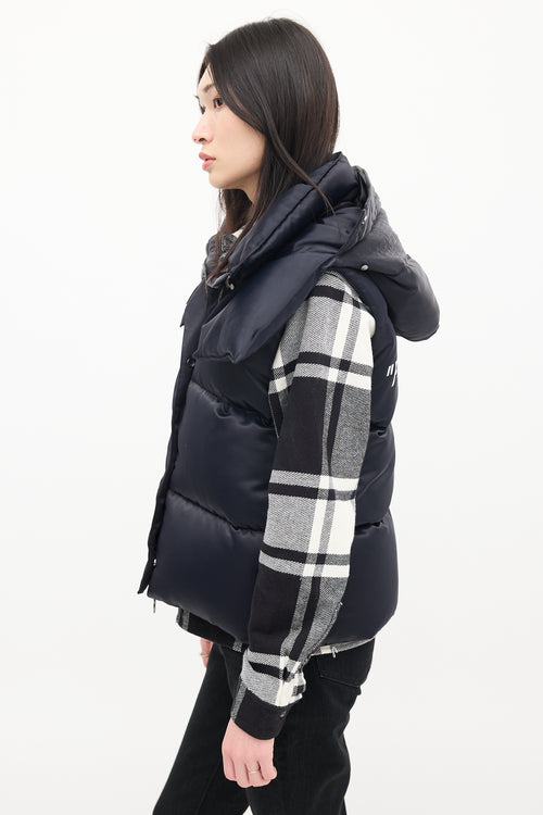 Off-White Navy Nylon Detachable Hood Down Puffer Vest