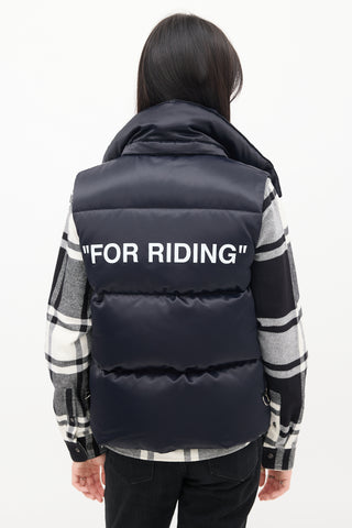 Off-White Navy Nylon Detachable Hood Down Puffer Vest