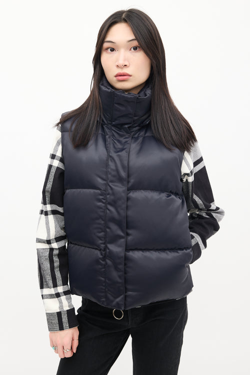 Off-White Navy Nylon Detachable Hood Down Puffer Vest