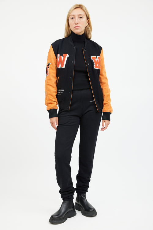 Off-White Orange & Black Patched Collegiate Jacket