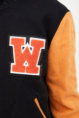 Off-White Orange & Black Patched Collegiate Jacket