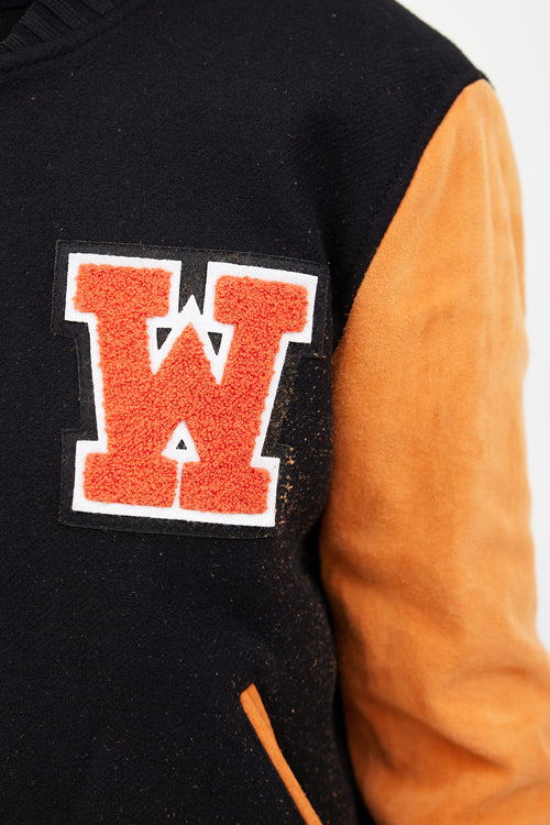 Off-White Orange & Black Patched Collegiate Jacket