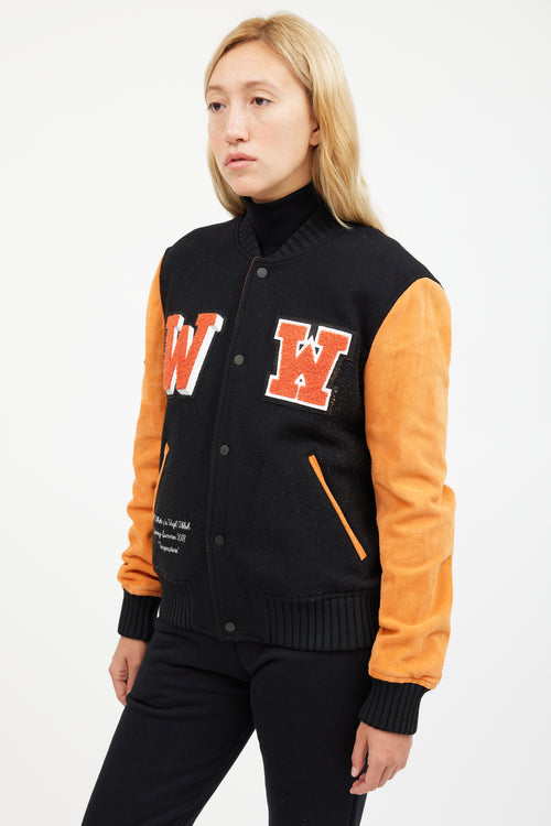 Off-White Orange & Black Patched Collegiate Jacket