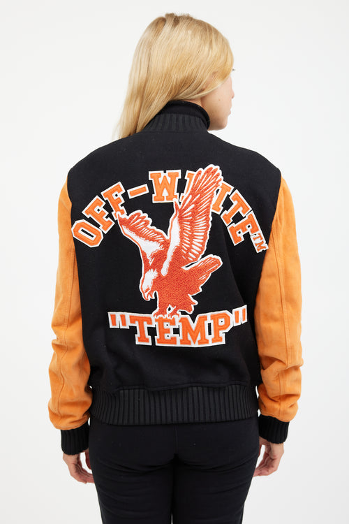Off-White Orange & Black Patched Collegiate Jacket