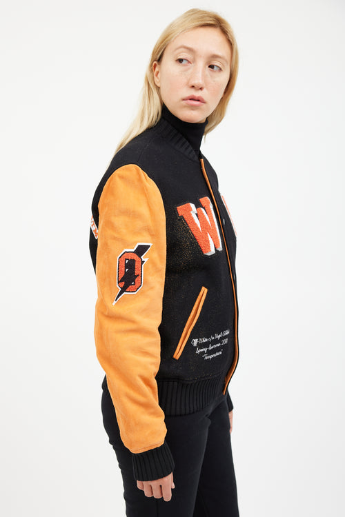 Off-White Orange & Black Patched Collegiate Jacket