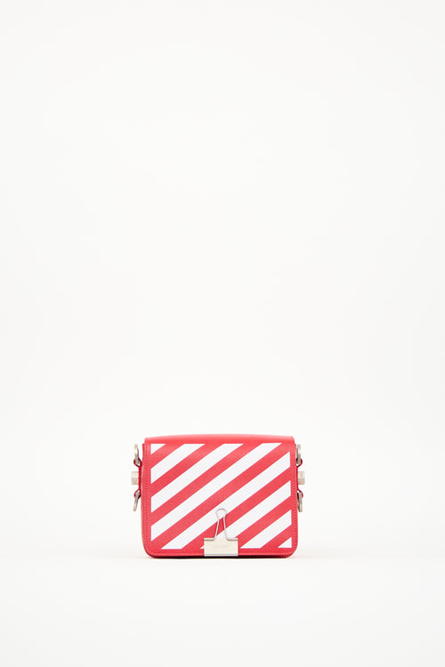Off-White Red & Multi Saffiano Leather Logo Flap Bag