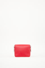 Off-White Red & Multi Saffiano Leather Logo Flap Bag