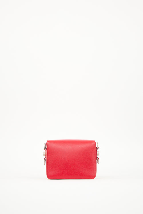 Off-White Red & Multi Saffiano Leather Logo Flap Bag