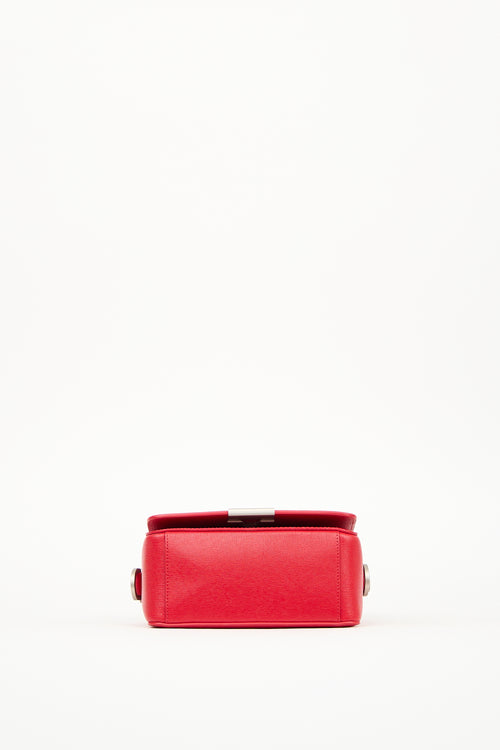 Off-White Red & Multi Saffiano Leather Logo Flap Bag