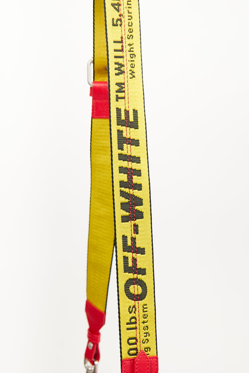 Off-White Red & Multi Saffiano Leather Logo Flap Bag