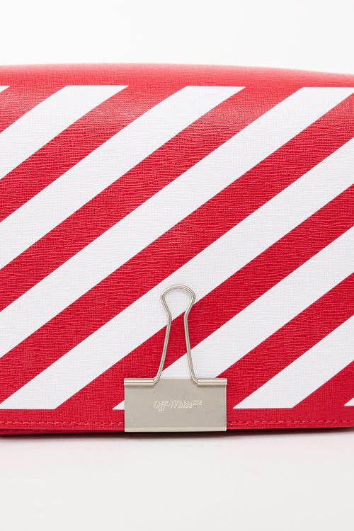 Off-White Red & Multi Saffiano Leather Logo Flap Bag