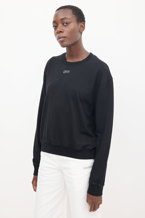 Off-White SS 2019 Black Rhinestone Logo Sweatshirt