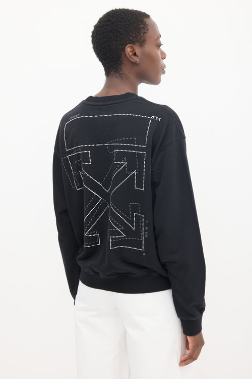 Off-White SS 2019 Black Rhinestone Logo Sweatshirt