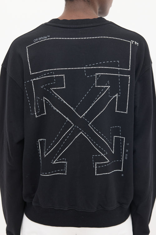 Off-White SS 2019 Black Rhinestone Logo Sweatshirt