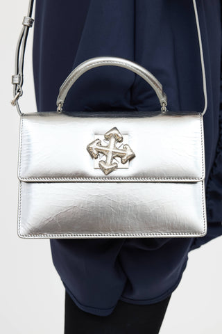 Off-White Leather Jitney 1.4 Metallic Bag