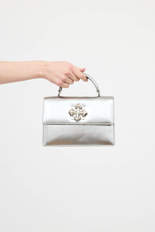 Off-White Leather Jitney 1.4 Metallic Bag
