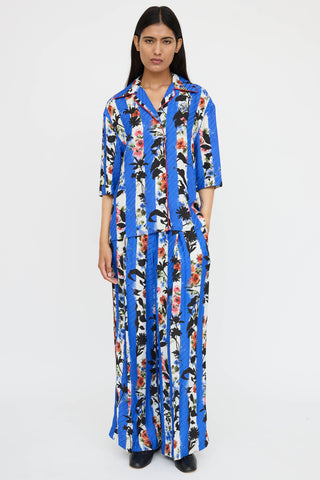 Off-White Striped Floral Co-Ord Set