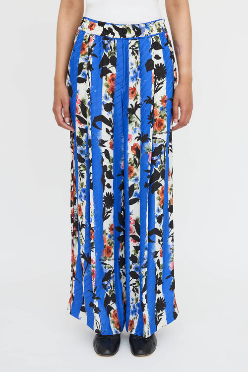 Off-White Striped Floral Co-Ord Set